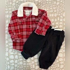 Boys 2 Piece Plaid Fleece Jacket/Sweats